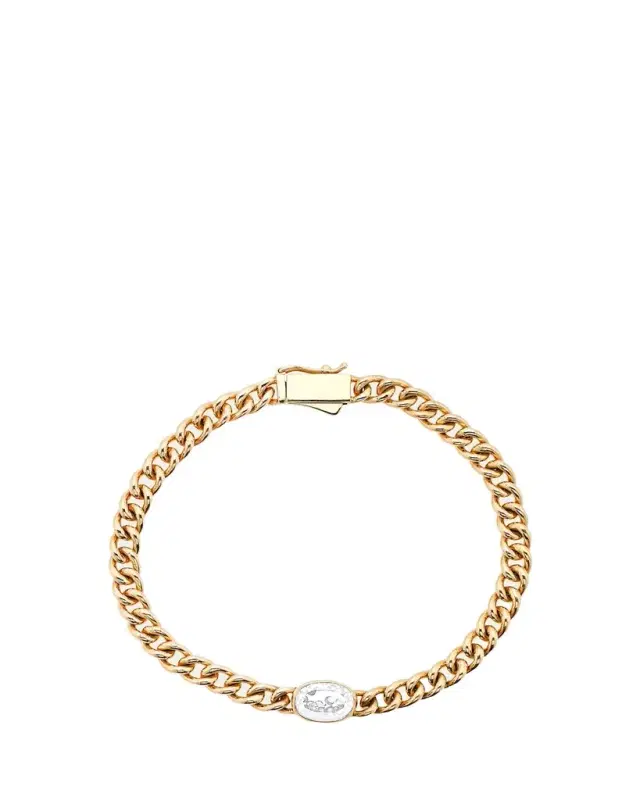 Moritz Glik 18K Yellow Gold Unidinho Oval Bracelet with Diamonds