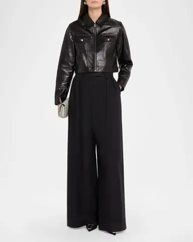 RE/DONE Leather Crop Trucker Jacket | Thumbnail 2 RE/DONE Leather Crop Trucker Jacket | Thumbnail 2