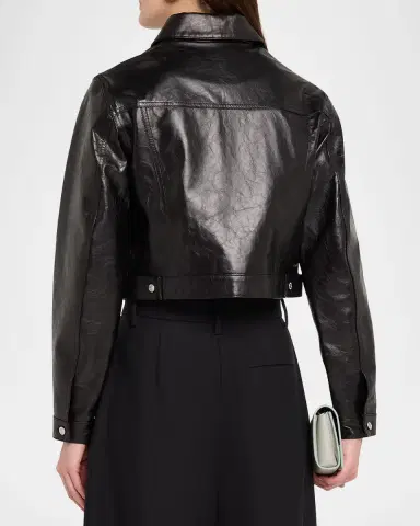 RE/DONE Leather Crop Trucker Jacket | Thumbnail 3 RE/DONE Leather Crop Trucker Jacket | Thumbnail 3