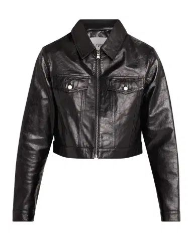 RE/DONE Leather Crop Trucker Jacket | Thumbnail 1 RE/DONE Leather Crop Trucker Jacket | Thumbnail 1