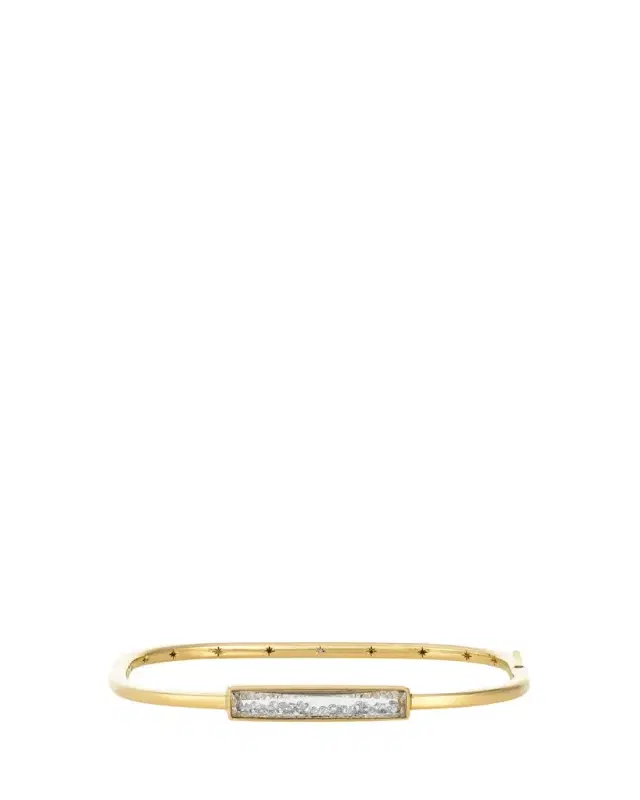Moritz Glik 18K Yellow Gold Core Bangle Bracelet with Diamonds