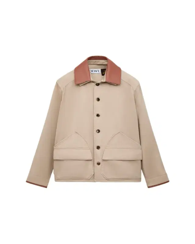 Loewe x Paula's Ibiza Men's Washed Cotton Leather-Collar Shirt Jacket