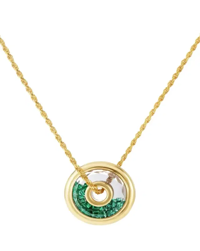 Moritz Glik 18k Yellow Gold Emerald Shaker Pendant Necklace