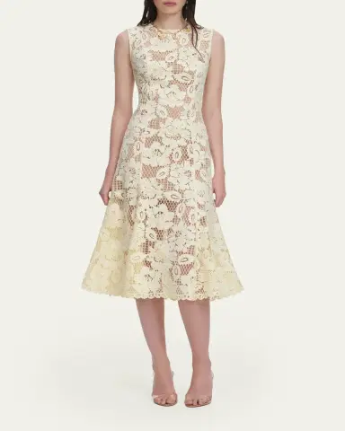 Self-Portrait Crochet Lace Midi Dress | Thumbnail 2 Self-Portrait Crochet Lace Midi Dress | Thumbnail 2