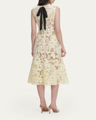 Self-Portrait Crochet Lace Midi Dress | Thumbnail 3 Self-Portrait Crochet Lace Midi Dress | Thumbnail 3