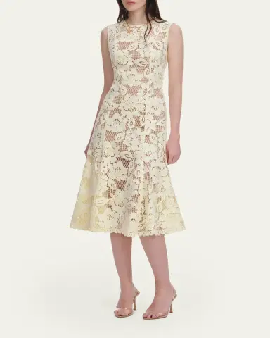 Self-Portrait Crochet Lace Midi Dress | Thumbnail 4 Self-Portrait Crochet Lace Midi Dress | Thumbnail 4