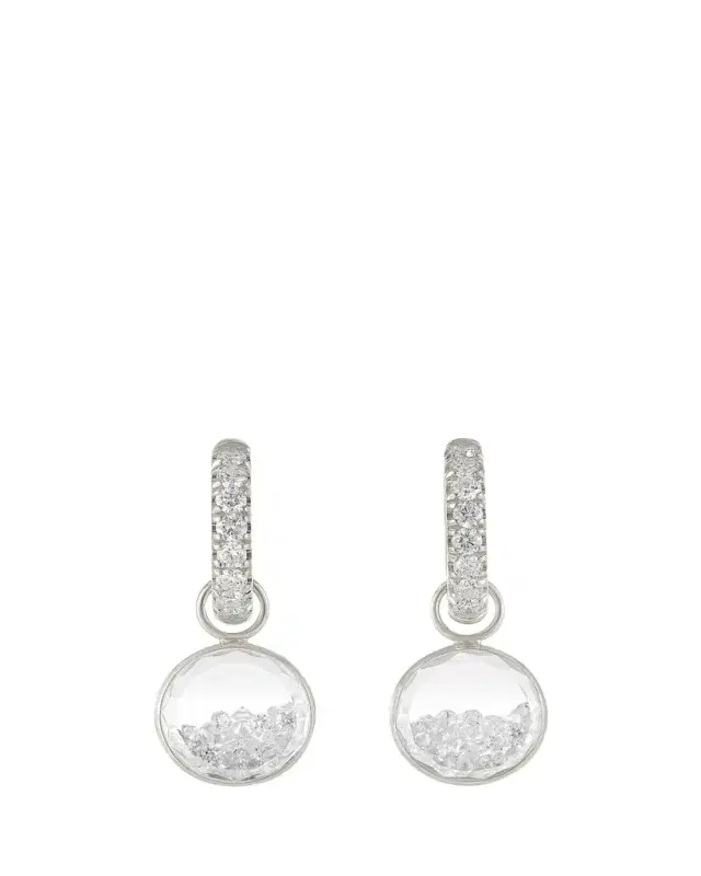 MORITZ GLIK 18K White Gold Core Gala Huggie Earrings with Diamonds