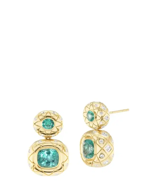 Bliss Hanging Earrings with Emeralds and Diamonds