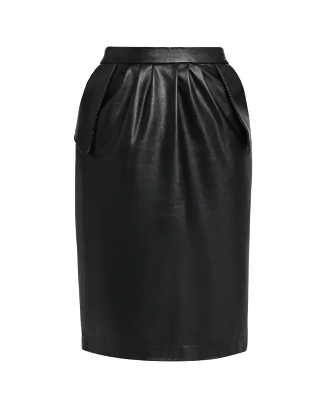 Stella McCartney Vegan Leather Gathered Midi Pencil Skirt