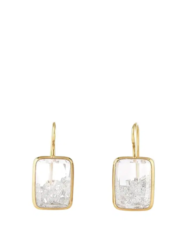 MORITZ GLIK Yellow Gold Diamonds in White Sapphire Kaleidoscope Shaker Drop Earrings