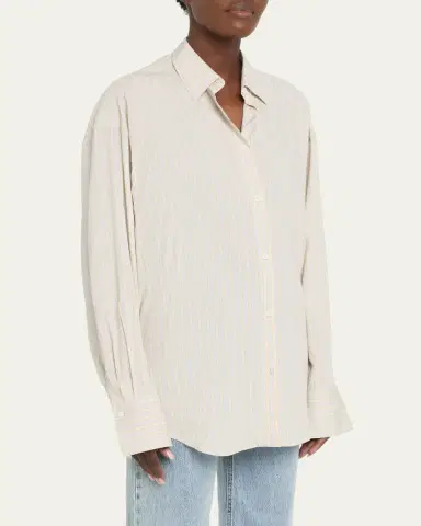 TOTEME Striped Oversized Button-Down Shirt | Thumbnail 4 TOTEME Striped Oversized Button-Down Shirt | Thumbnail 4