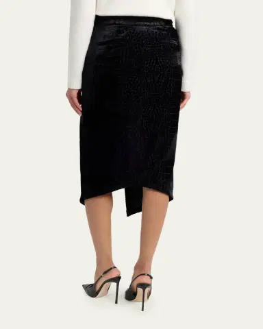 Tom Ford Croco-Embossed Velvet Midi Skirt | Thumbnail 3 Tom Ford Croco-Embossed Velvet Midi Skirt | Thumbnail 3