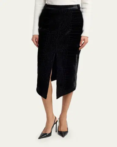 Tom Ford Croco-Embossed Velvet Midi Skirt | Thumbnail 4 Tom Ford Croco-Embossed Velvet Midi Skirt | Thumbnail 4