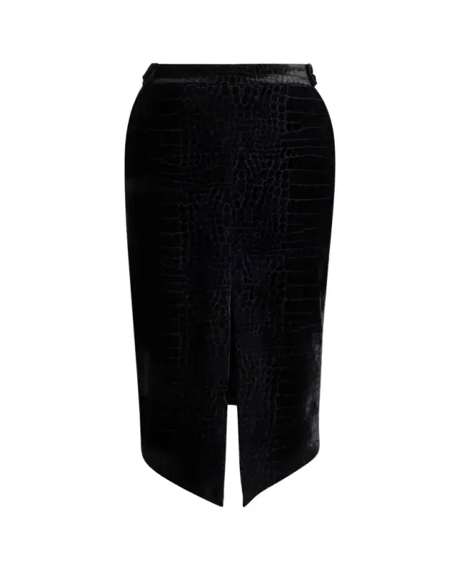 TOM FORD Croco-Embossed Velvet Midi Skirt