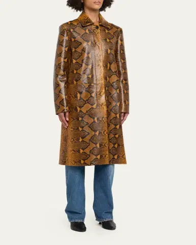 Proenza Schouler Leticia Python-Printed Leather Coat | Thumbnail 4 Proenza Schouler Leticia Python-Printed Leather Coat | Thumbnail 4