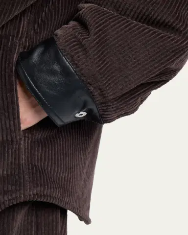 Bottega Veneta Men's Cotton Corduroy Leather-Trim Shirt Jacket | Thumbnail 5