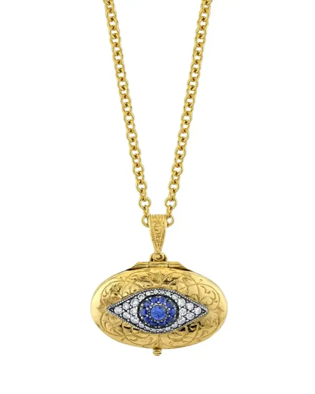 Arman Sarkisyan Hammered Evil Eye Oval Locket Necklace