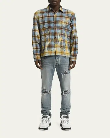AMIRI Men's Cotton Plaid MA Quad Flames Button-Down Shirt | Thumbnail 2 AMIRI Men's Cotton Plaid MA Quad Flames Button-Down Shirt | Thumbnail 2
