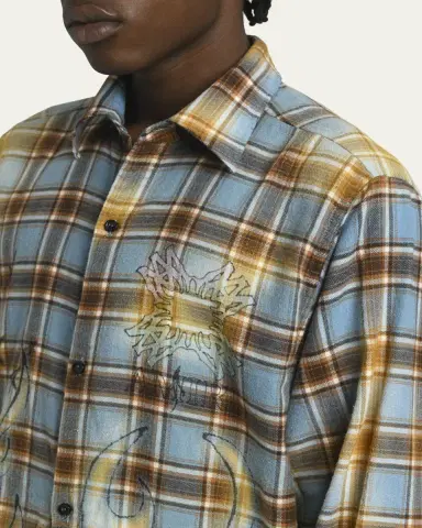 AMIRI Men's Cotton Plaid MA Quad Flames Button-Down Shirt | Thumbnail 5 AMIRI Men's Cotton Plaid MA Quad Flames Button-Down Shirt | Thumbnail 5