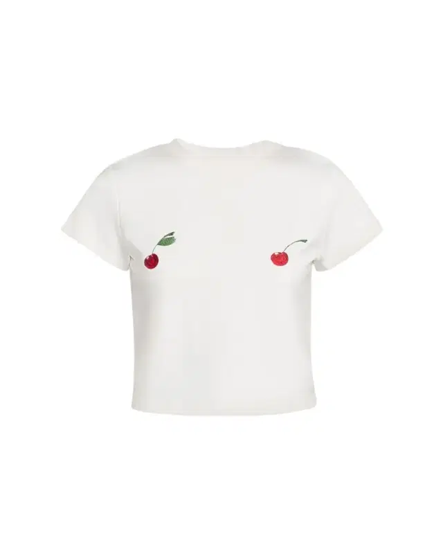 Monse Cheeky Cherry Short-Sleeve Crop Tee