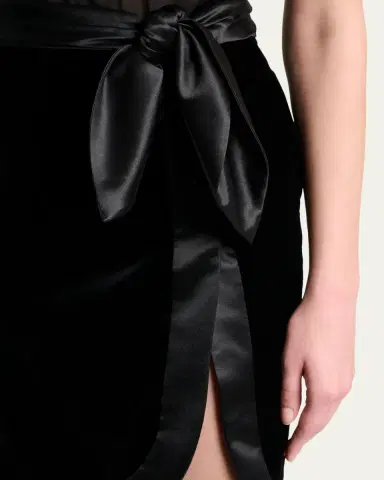 Saint Laurent Wrap Skirt in Velvet and Satin | Thumbnail 5 Saint Laurent Wrap Skirt in Velvet and Satin | Thumbnail 5
