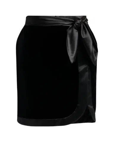 Saint Laurent Wrap Skirt in Velvet and Satin | Thumbnail 1 Saint Laurent Wrap Skirt in Velvet and Satin | Thumbnail 1