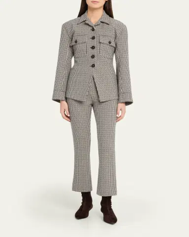 Veronica Beard Arte Check Plaid Kick-Flare Pants | Thumbnail 2 Veronica Beard Arte Check Plaid Kick-Flare Pants | Thumbnail 2