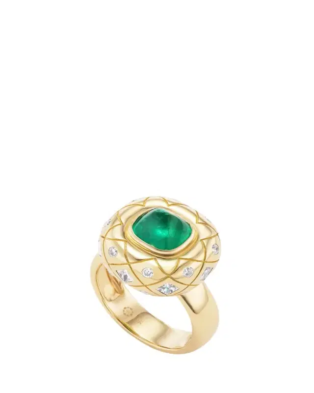 Orly Marcel One of a Kind Bliss Statement Ring with Emerald and Diamonds