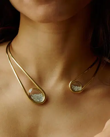 MORITZ GLIK 18K Yellow Gold Cascavel Choker Necklace with Diamonds and Kaleidoscope Shakers | Thumbnail 2