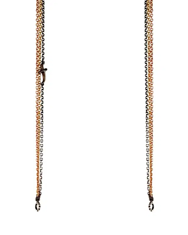 SEVAN BICAKCI 14K Gold and Silver Triple Chain Open Necklace