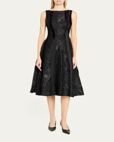 Jason Wu Collection Mixed-Media Patchwork Sleeveless Low-Back Midi Dress | Thumbnail 2 Jason Wu Collection Mixed-Media Patchwork Sleeveless Low-Back Midi Dress | Thumbnail 2
