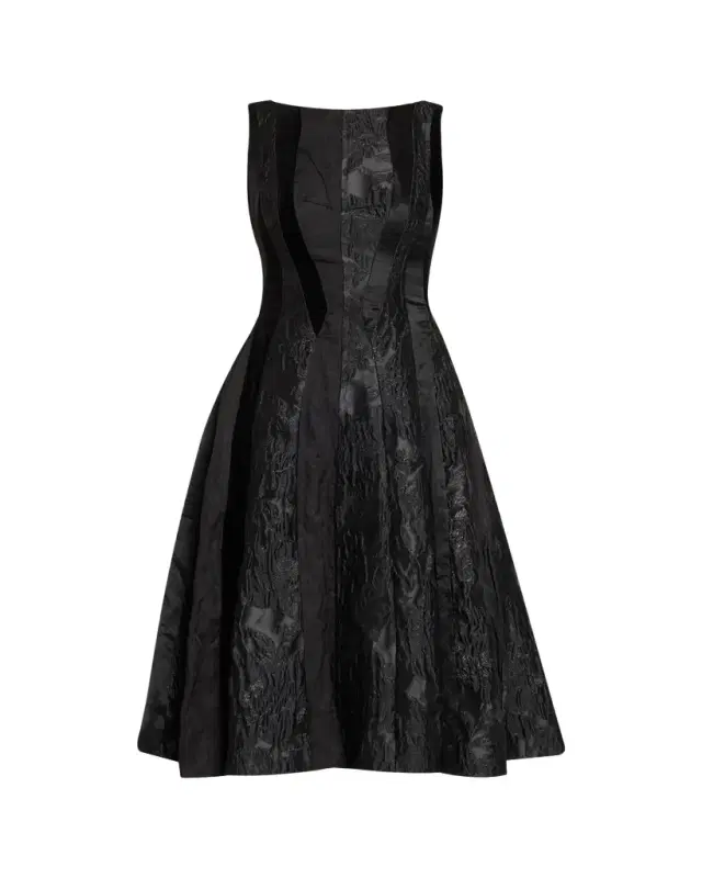 Jason Wu Collection Mixed-Media Patchwork Sleeveless Low-Back Midi Dress
