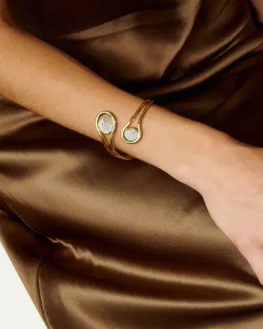 MORITZ GLIK 18K Yellow Gold Cascavel Open Bracelet with Diamonds and Kaleidoscope Shakers | Thumbnail 3