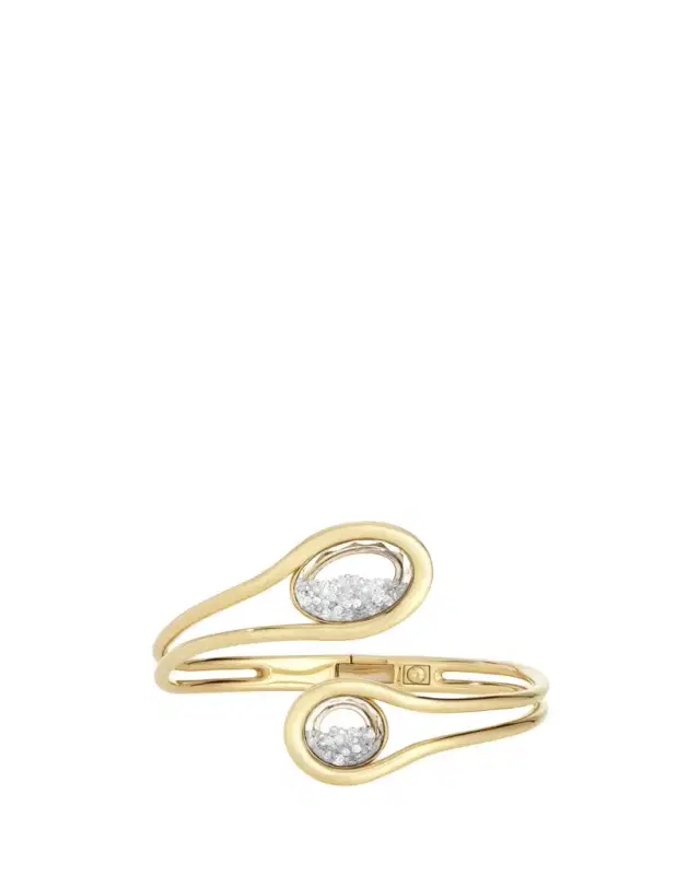 MORITZ GLIK 18K Yellow Gold Cascavel Open Bracelet with Diamonds and Kaleidoscope Shakers