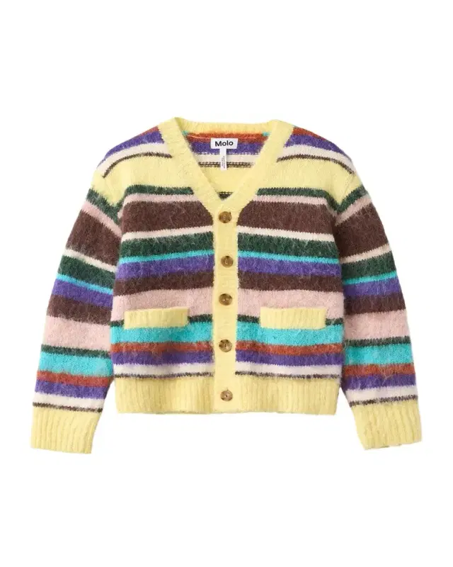 Molo Girl's Brutus Striped Wool-Blend Cardigan, Size 7-14