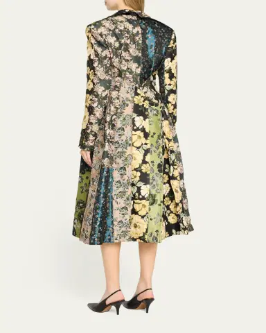 Jason Wu Collection Patchwork Floral Jacquard A-Line Long Jacket | Thumbnail 3