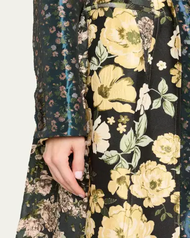 Jason Wu Collection Patchwork Floral Jacquard A-Line Long Jacket | Thumbnail 5