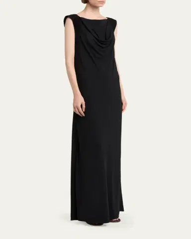 Bottega Veneta Intrecciato-Trim Draped Crepe Jersey Maxi Dress | Thumbnail 4 Bottega Veneta Intrecciato-Trim Draped Crepe Jersey Maxi Dress | Thumbnail 4