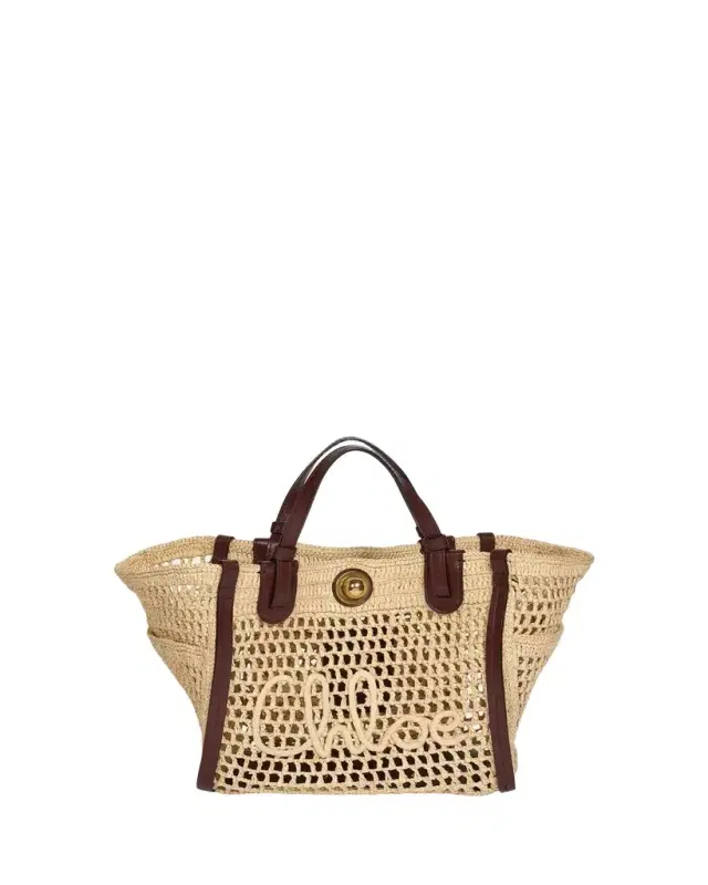 Chloe Iconic Small Crochet Raffia Tote Bag