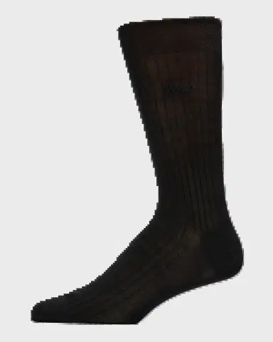 Brioni Men 's Ribbed Cotton Crew Socks | Thumbnail 2 Brioni Men 's Ribbed Cotton Crew Socks | Thumbnail 2