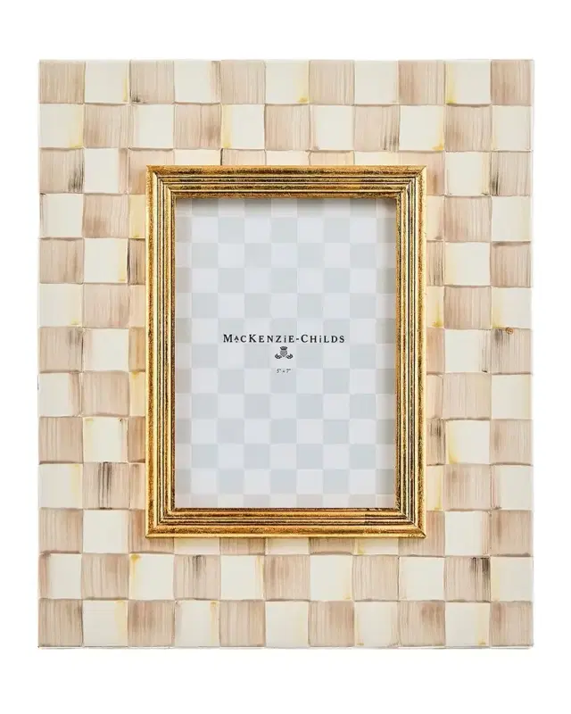 MacKenzie-Childs Mocha Check Frame, 5" x 7"