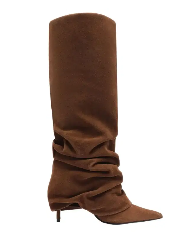 Schutz Mikki Up Cloak Draped Suede Knee-High Boots