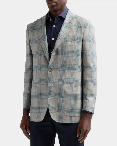 Kiton Men's Cashmere Plaid Single-Breasted Sport Coat | Thumbnail 4 Kiton Men's Cashmere Plaid Single-Breasted Sport Coat | Thumbnail 4