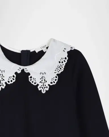 Chloe Girl 's Lace-Collar Long-Sleeve Dress, Size -6 | Thumbnail 3 Chloe Girl 's Lace-Collar Long-Sleeve Dress, Size -6 | Thumbnail 3