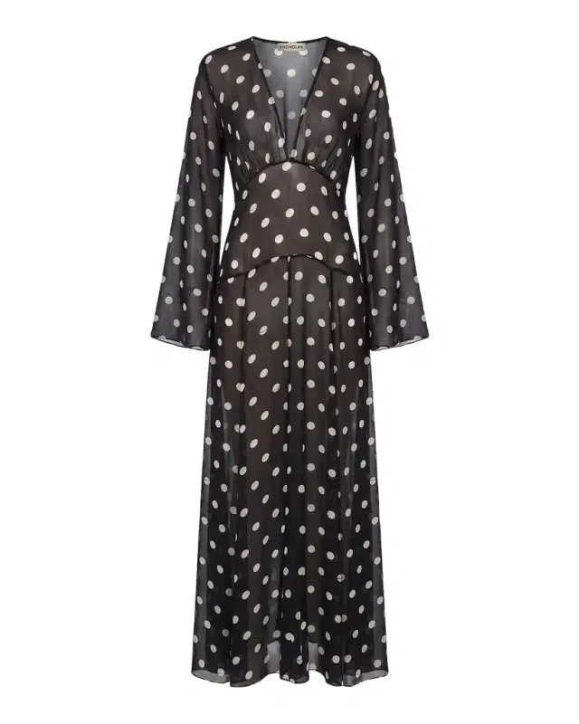 n/nicholas Marella Polka Dot Sheer Maxi Dress
