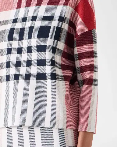 Akris punto Mock-Neck Check Knit Bracelet-Sleeve Sweater | Thumbnail 5 Akris punto Mock-Neck Check Knit Bracelet-Sleeve Sweater | Thumbnail 5