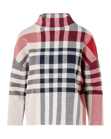 Akris punto Mock-Neck Check Knit Bracelet-Sleeve Sweater | Thumbnail 1 Akris punto Mock-Neck Check Knit Bracelet-Sleeve Sweater | Thumbnail 1
