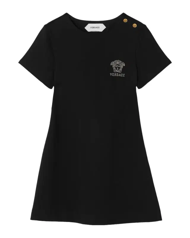 Girl's Embroidered-Logo Milano-Stitch Dress, Size 6-14