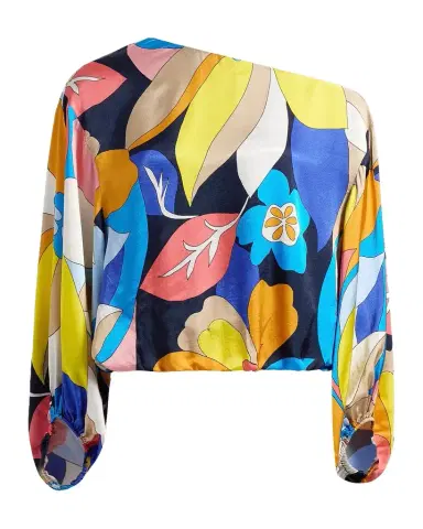 Ramy Brook Hibiscus Marley Satin One-Shoulder Blouse | Thumbnail 1 Ramy Brook Hibiscus Marley Satin One-Shoulder Blouse | Thumbnail 1