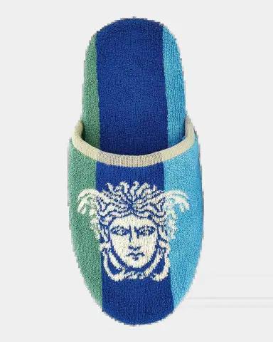 Versace Men's Medusa Stripe Jersey Slippers | Thumbnail 2